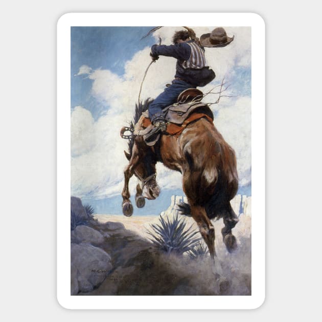 Bucking by NC Wyeth Sticker by MasterpieceCafe